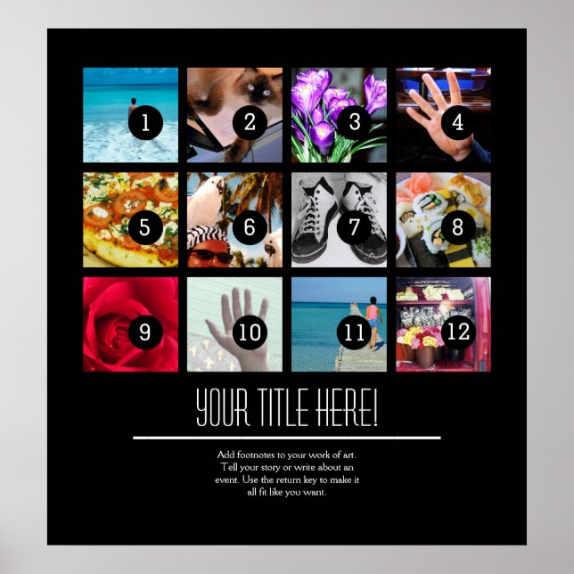 Easily Make Your Own Photo Poster 12 images +Text (Front)