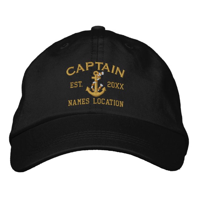 Easily Personalize This Captain Rope Anchor Embroidered Hat (Front)