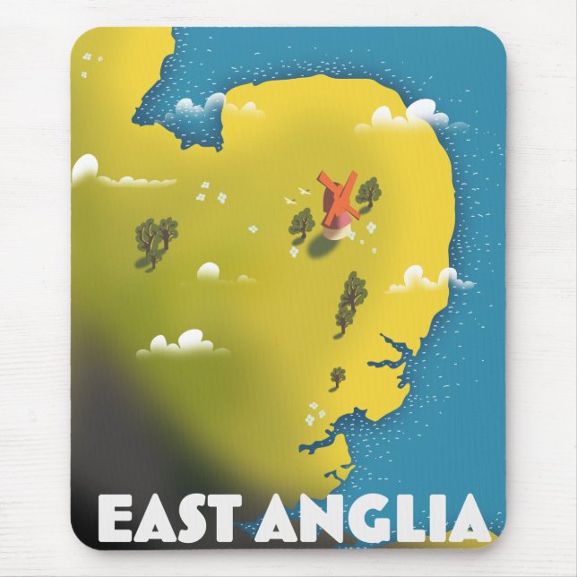 East Anglia travel poster. Postcard Canvas Print Mouse Pad (Front)