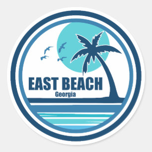 East Beach Georgia Palm Tree Birds Classic Round Sticker