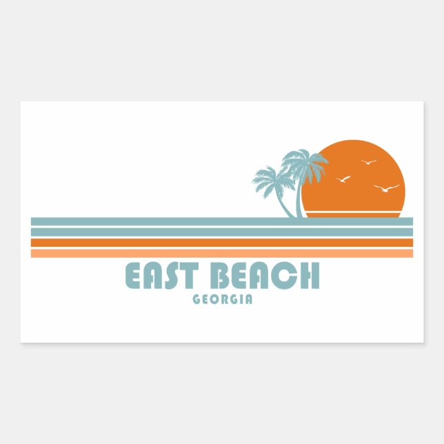 East Beach Georgia Sun Palm Trees Sticker (Front)
