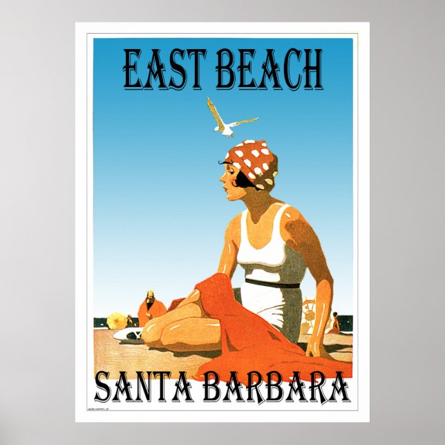 East Beach Santa Barbara, California Retro Beach 1 Poster (Front)