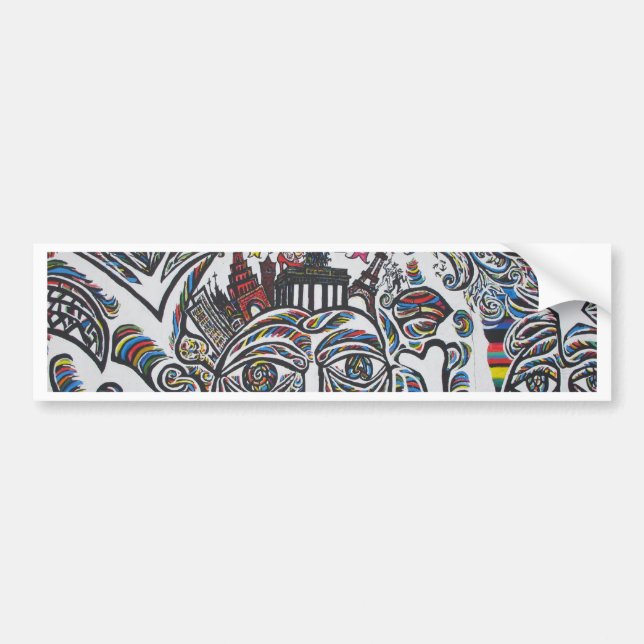 East Berlin Wall Graffiti Bumper Sticker (Front)