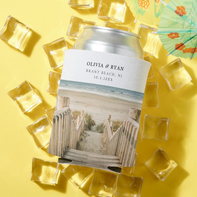 East Coast Beach Wedding Favour Custom Can Cooler (In Situ Summer)