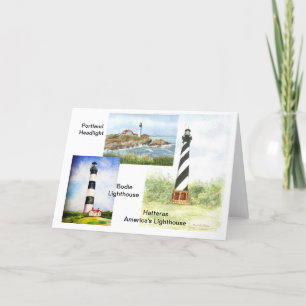 East Coast Lighthouses  watercolor by Mary Dunham Card