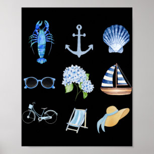 East Coast Summer New England Aesthetic Collage  Poster