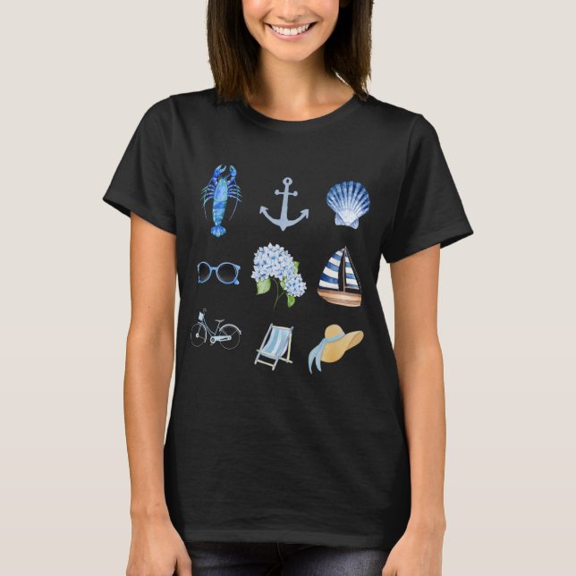 East Coast Summer New England Aesthetic Collage  T-Shirt (Front)
