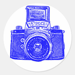 East German Camera - Blue Classic Round Sticker