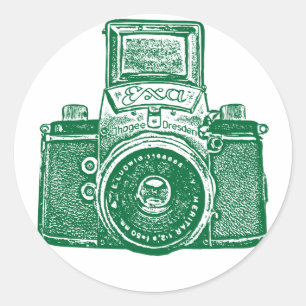 East German Camera - Forest Green Classic Round Sticker