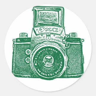 East German Camera - Forest Green Classic Round Sticker