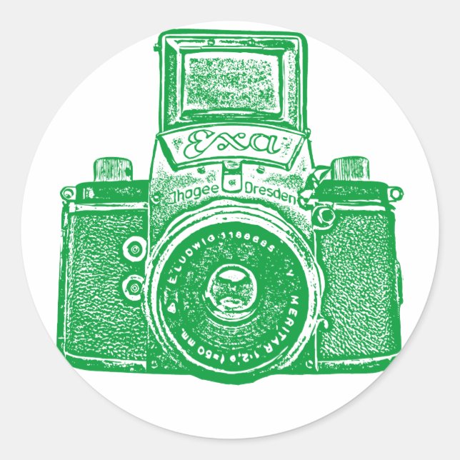 East German Camera - Grass Green Classic Round Sticker (Front)