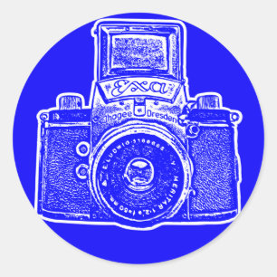 East German Camera II - Blue Classic Round Sticker