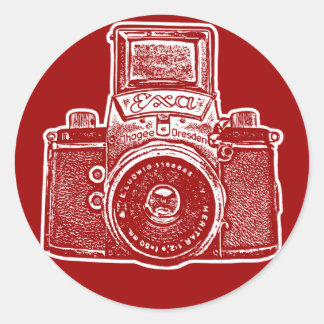 East German Camera II - Maroon Classic Round Sticker