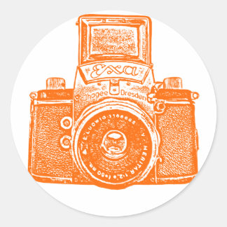 East German Camera - Orange Classic Round Sticker