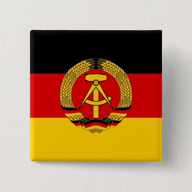 East Germany Flag 2 Inch Square Button (Front)