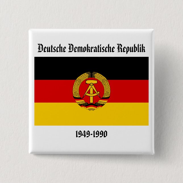 East Germany Flag 2 Inch Square Button (Front)
