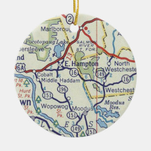 East Hampton CT Vintage Map Ceramic Ornament