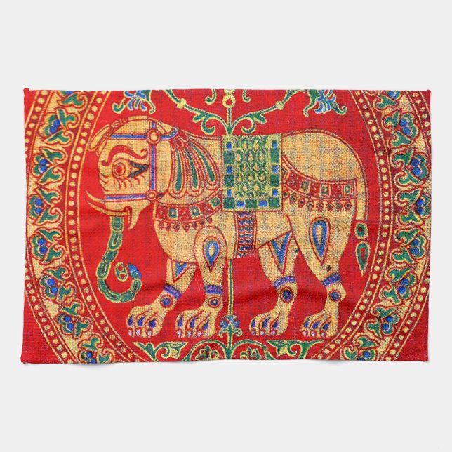 East Indian elephant print Kitchen Towel (Horizontal)