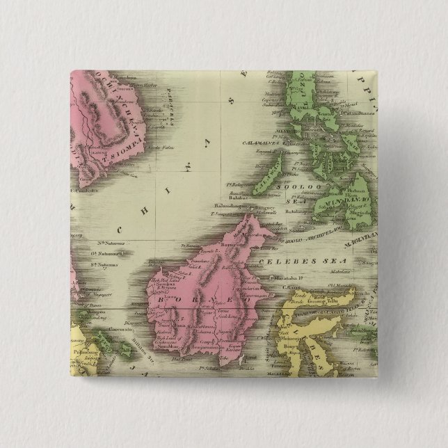 East Indian Isles 2 Inch Square Button (Front)