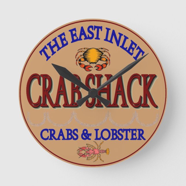 East Inlet Crab Shack Logo Round Clock (Front)