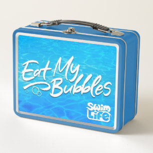 "East My Bubbles" Cool Pool colour Swim Life Metal Lunch Box