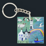 East Neuk Fife Coastal Path Scotland Watercolor Keychain<br><div class="desc">Check out this cool illustration of Fife in Scotland. You can walk the wonderful Fife Coastal path stopping through towns and passing through green countryside. Stop along the way to watch the boats go by or see one of the many rainbows. Have you walked this path? Be sure to visit...</div>