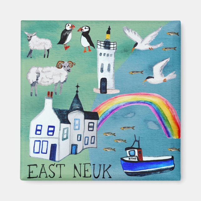 East Neuk of Fife Scotland Watercolor Art Magnet (Front)