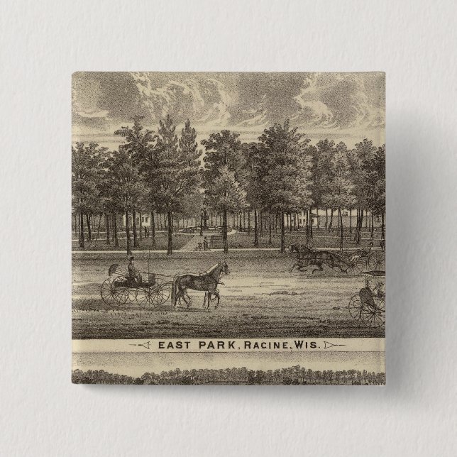 East Park, Racine and Oakland Farm 2 Inch Square Button (Front)
