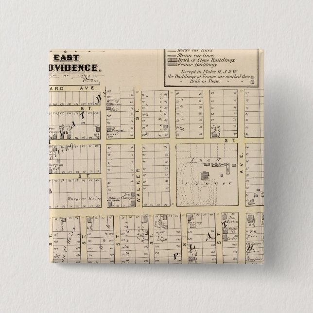East Providence Rhode Island Map 2 Inch Square Button (Front)