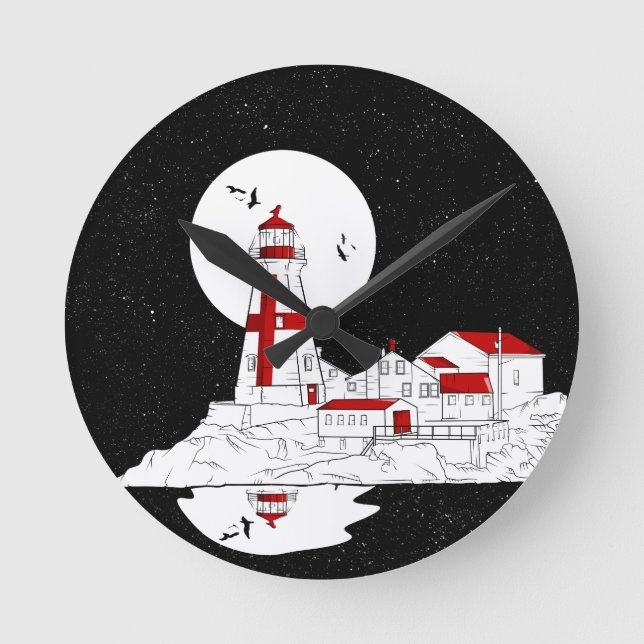 East Quoddy Head Lighthouse flat Round Clock (Front)