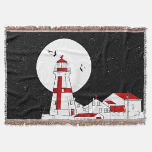 East Quoddy Head Lighthouse flat Throw Blanket