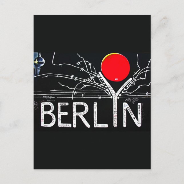 East Side Gallery, Berlin Wall, Barbed Wire/Red Su Postcard (Front)