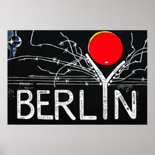 East Side Gallery, Berlin Wall, Barbed Wire/Red Su Poster