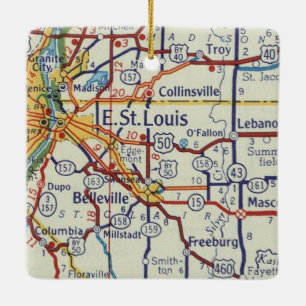 East St. Louis Vintage Map Ceramic Ornament