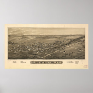 East Syracuse New York 1885 Antique Panoramic Map Poster