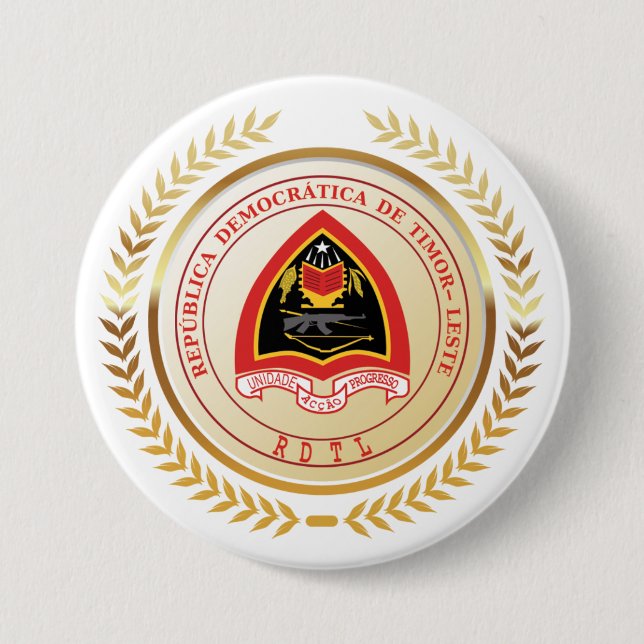 East Timor Coat of Arms 3 Inch Round Button (Front)