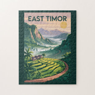 East Timor Fields Illustration Travel Art Vintage Jigsaw Puzzle