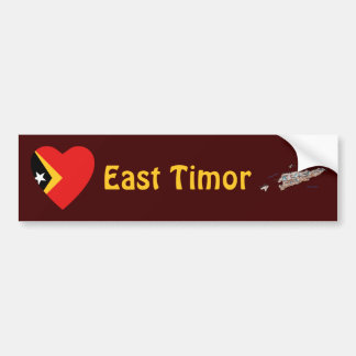 East Timor Flag Heart + Map Bumper Sticker
