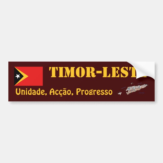East Timor Flag + Map Bumper Sticker (Front)