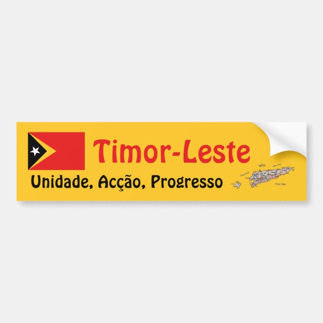 East Timor Flag + Map Bumper Sticker (Front)