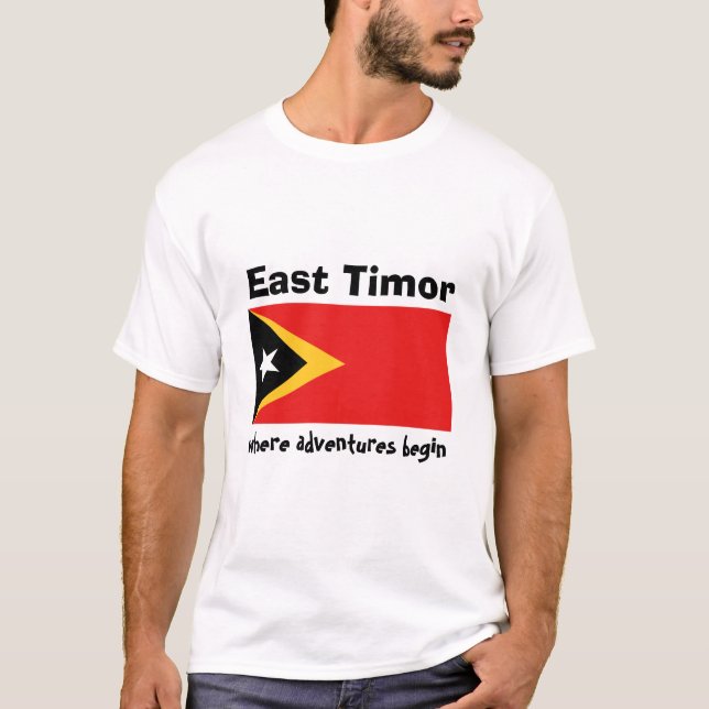 East Timor Flag + Map + Text T-Shirt (Front)