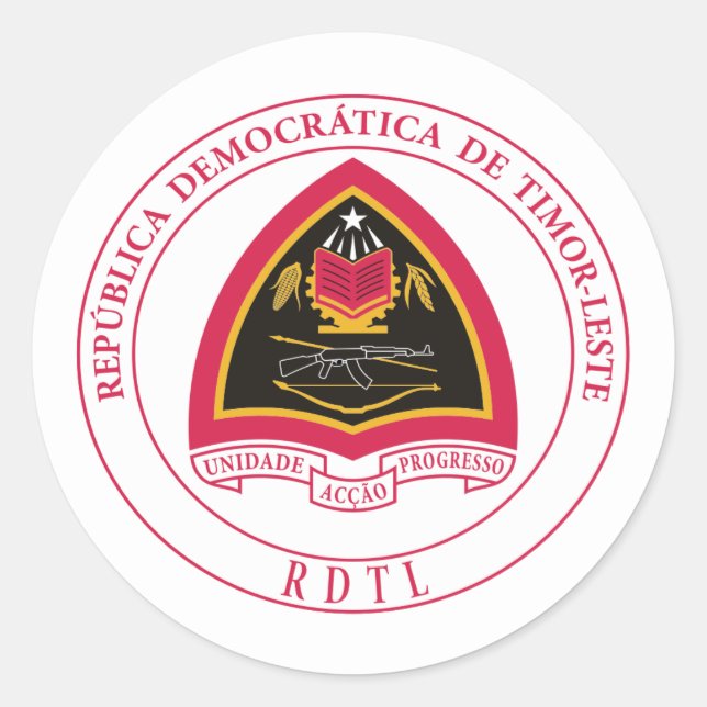 East Timorese Coat of Arms, East Timor Classic Round Sticker (Front)