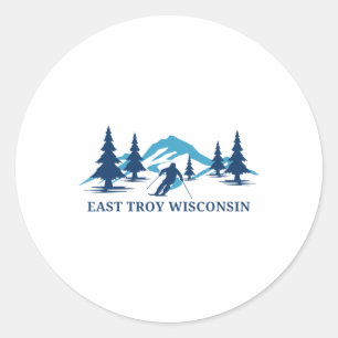 East Troy Wisconsin Ski Resort Skiing Skier Classic Round Sticker
