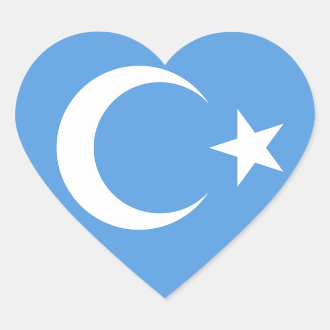 East Turkestan Uyghur Flag Heart Sticker (Front)