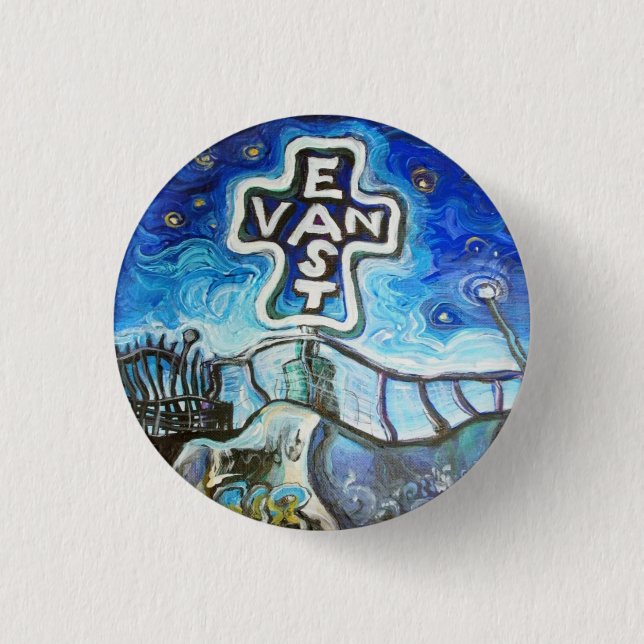 East Van 1 Inch Round Button (Front)