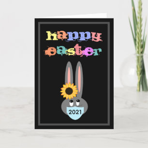 Easter 2021 Face Mask Bunny Personalized Holiday Card