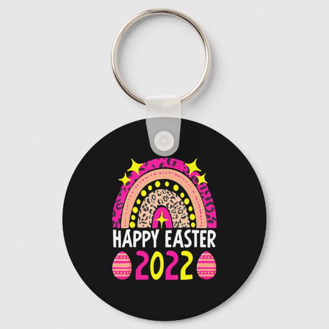 Easter 2022 rainbow cute happy easter 2022  keychain (Front)