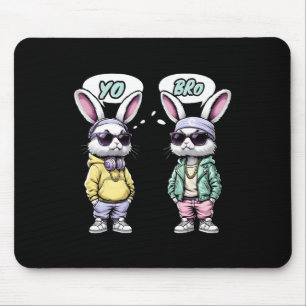 Easter 2025 Shirt Yo Bro Quote Funny Hip Hop Bunny Mouse Pad