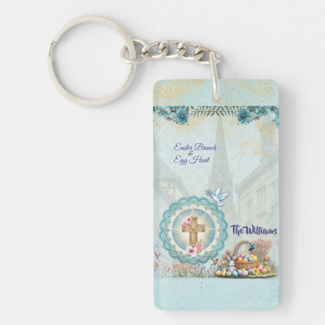 Easter Acrylic Rectangular double side Keychain  (Devant)