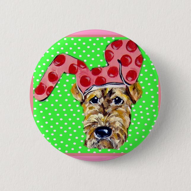 Easter Airedale 2 Inch Round Button (Front)